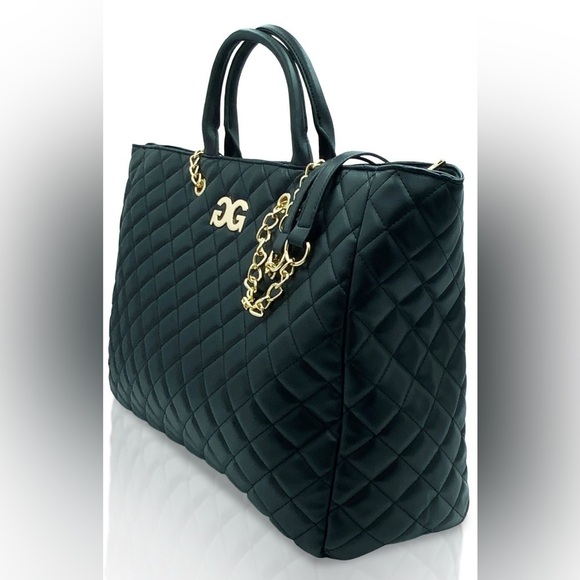 Badgley Mischka Handbags - BIN047. NWT Badgley Mischka Gilda Paris Large Quilted Tote Black